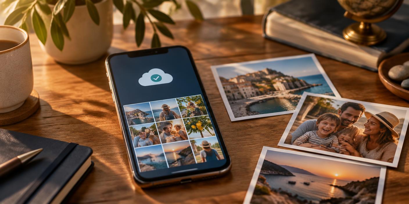Sauvegarde de photos vérifiée sur un téléphone