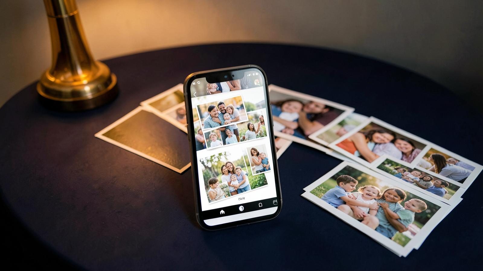 Souvenirs photo organisés autour d’un téléphone